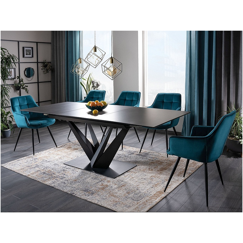 Rozkładany stół Sorento czarny efekt marmuru/czarny mat