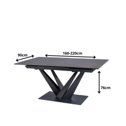 Rozkładany stół Sorento czarny efekt marmuru/czarny mat