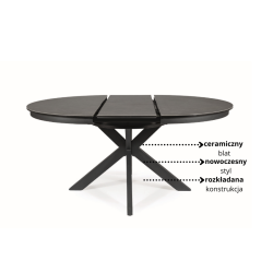 Nowoczesny stół Porto Ceramic ciemny szary/czarny mat