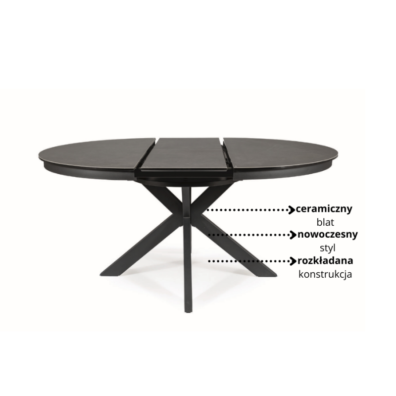Nowoczesny stół Porto Ceramic ciemny szary/czarny mat