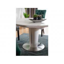 Rozkładany stół Orbit Ceramic z ceramicznym blatem biały efekt