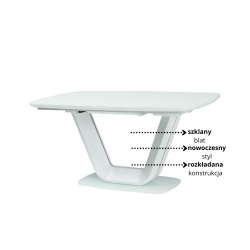 Stół rozkładany Armani biały mat 160(220)x90