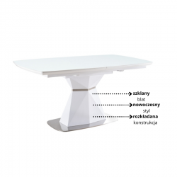 Rozkładany stół Cortez biały mat 160(210)x90