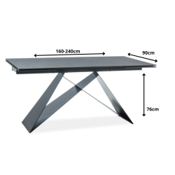 Stół rozkładany Westin I czarny/czarny mat (160-240)x90