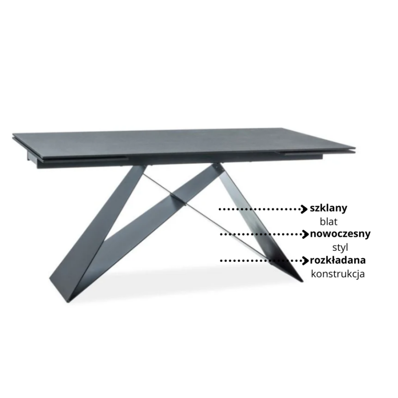 Stół rozkładany Westin I czarny/czarny mat (160-240)x90