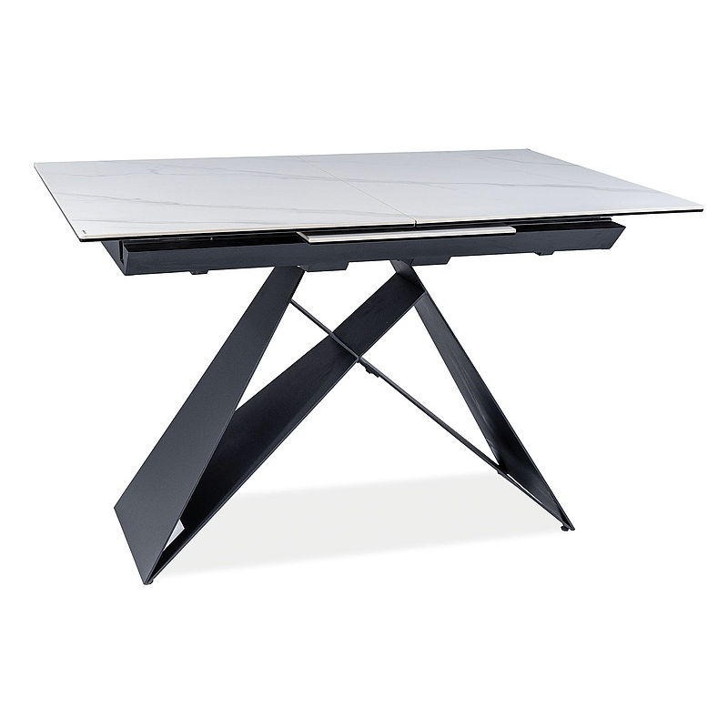 Stół rozkładany Westin SC biały efekt marmuru/czarny mat