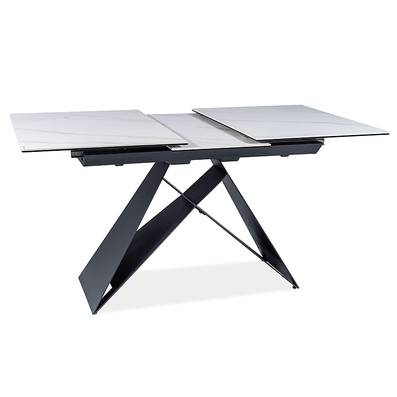 Stół rozkładany Westin SC biały efekt marmuru/czarny mat