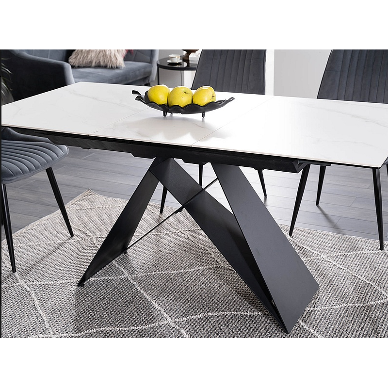 Stół rozkładany Westin SC biały efekt marmuru/czarny mat