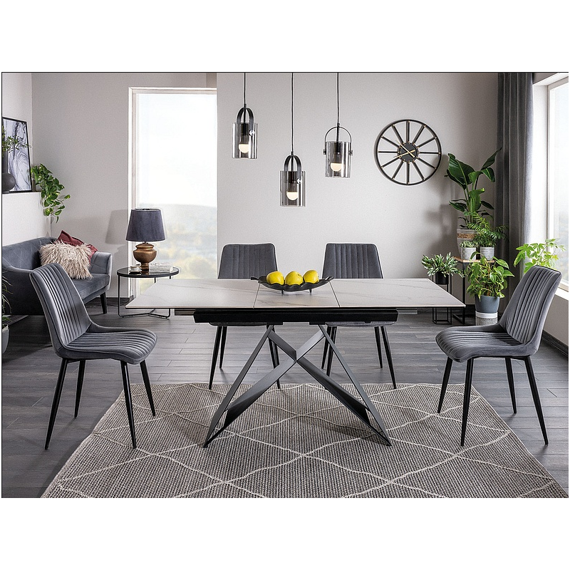 Stół rozkładany Westin SC biały efekt marmuru/czarny mat