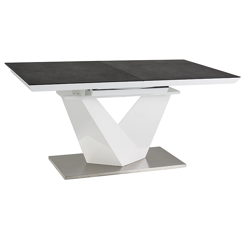 Stół rozkładany Alaras czarny efekt kamienia/biały lakier