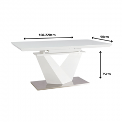 Stół rozkładany Alaras III biały/biały lakier 160(220)x90
