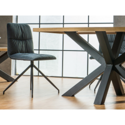 Loftowy stół Cross z drewnianym blatem dąb lity/czarny 150x90