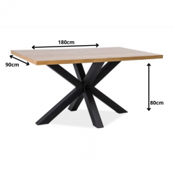 Loftowy stół Cross okleina naturalna dąb/czarny 180x90