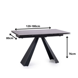 Rozkładany stół Salvadore Ceramic II szary/czarny mat