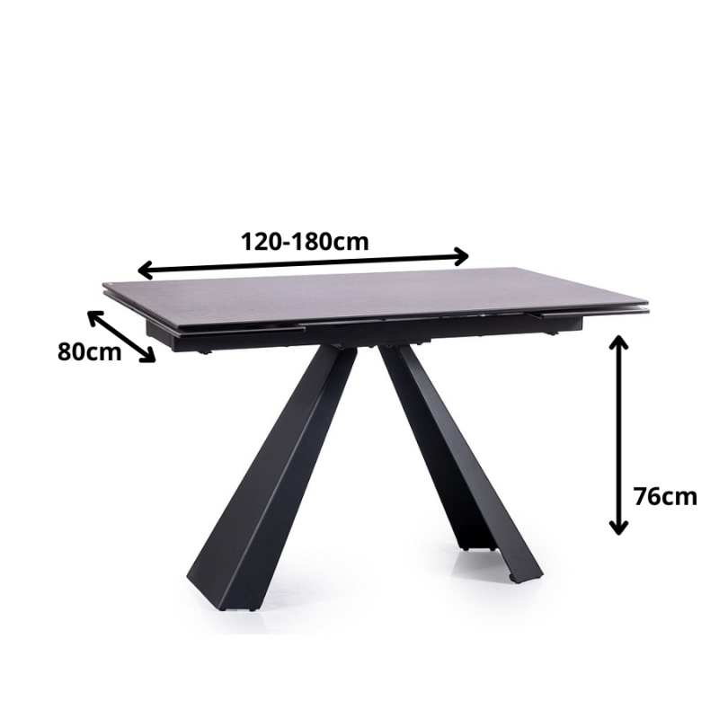 Rozkładany stół Salvadore Ceramic II szary/czarny mat