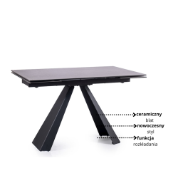 Rozkładany stół Salvadore Ceramic II szary/czarny mat