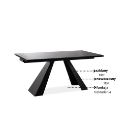 Rozkładany stół Salvadore czarny mat (160-240)x90 Rozkładany stół Salvadore czarny mat (160-240)x90