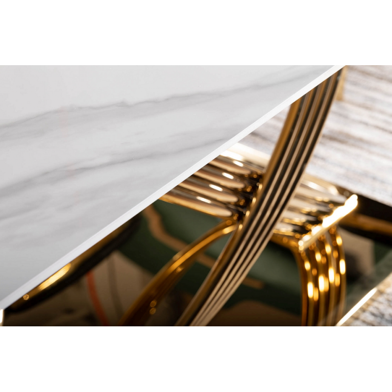 Nowoczesny stół Hermes z ceramicznym blatem biały efekt