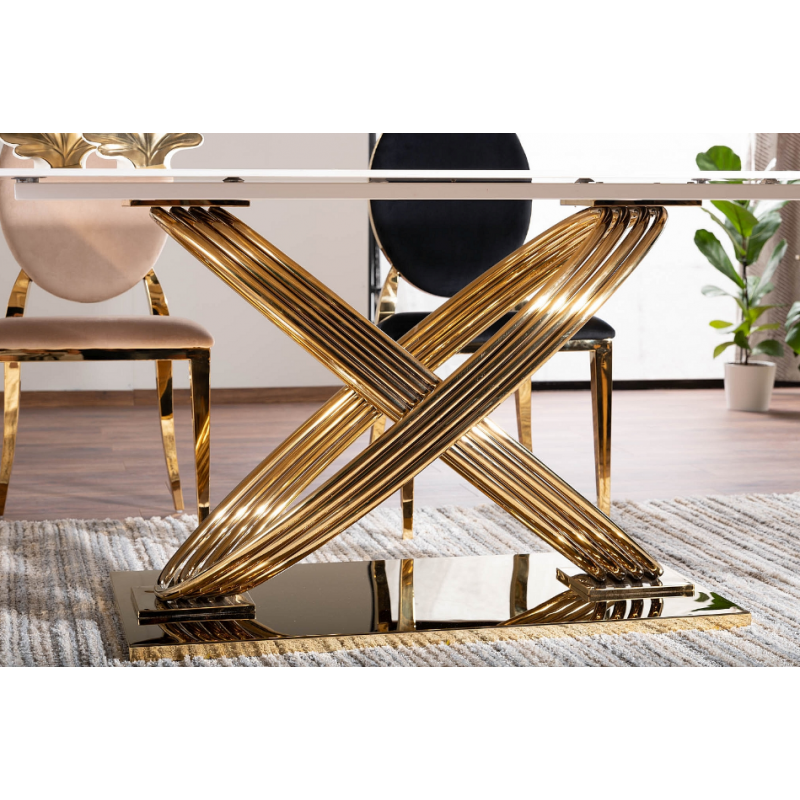 Nowoczesny stół Hermes z ceramicznym blatem biały efekt