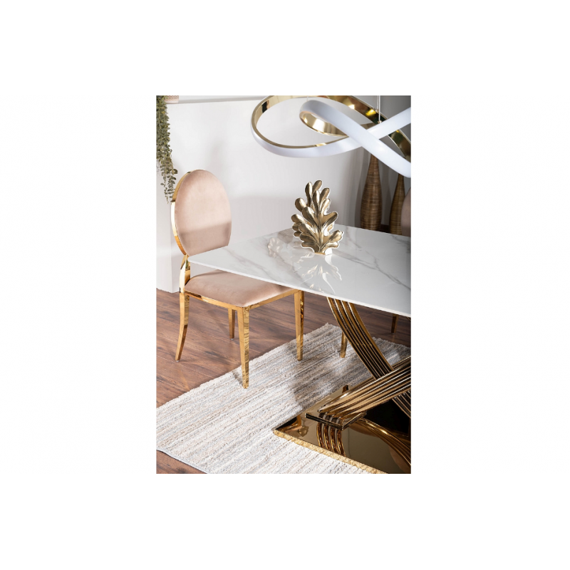 Nowoczesny stół Hermes z ceramicznym blatem biały efekt