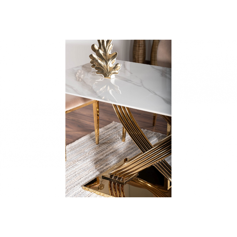 Nowoczesny stół Hermes z ceramicznym blatem biały efekt