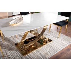 Nowoczesny stół Hermes z ceramicznym blatem biały efekt