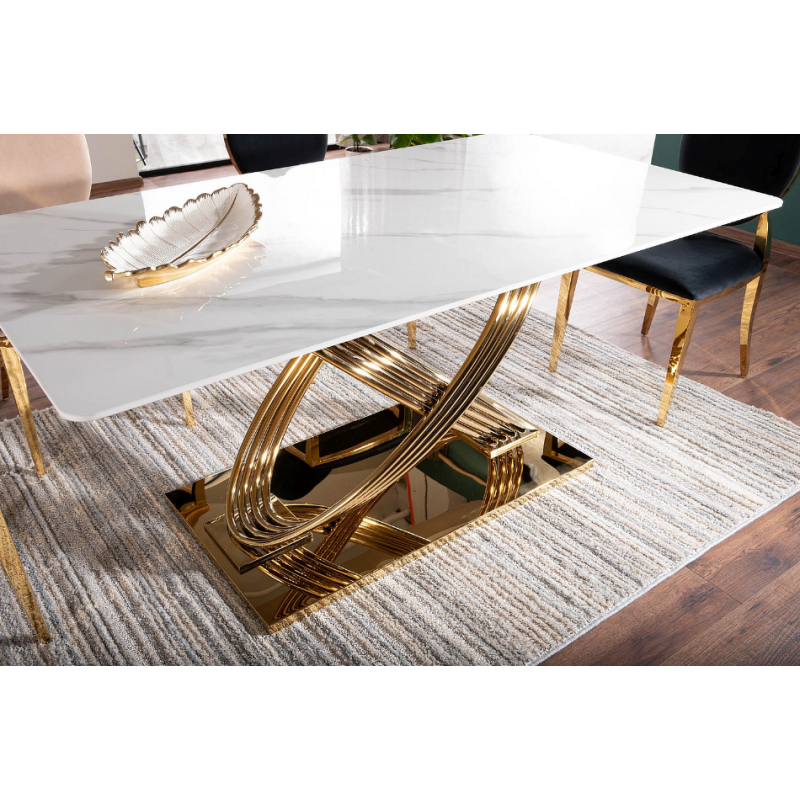 Nowoczesny stół Hermes z ceramicznym blatem biały efekt