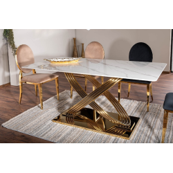 Nowoczesny stół Hermes z ceramicznym blatem biały efekt