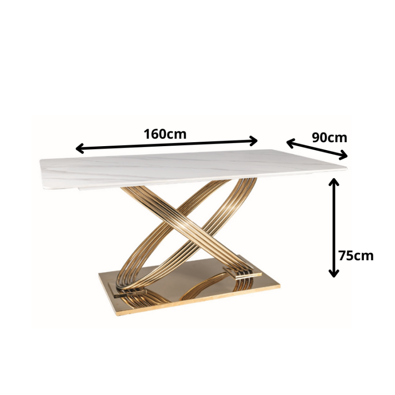 Nowoczesny stół Hermes z ceramicznym blatem biały efekt