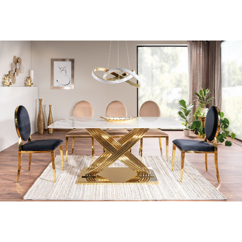 Nowoczesny stół Hermes z ceramicznym blatem biały efekt