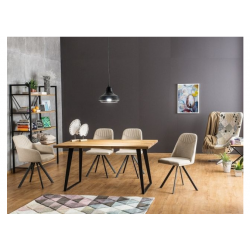 Loftowy stół Falcon z drewnianym blatem dąb lity/czarny 150x90