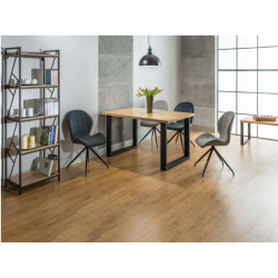 Loftowy stół Umberto z drewnianym blatem dąb lity/czarny 150x90