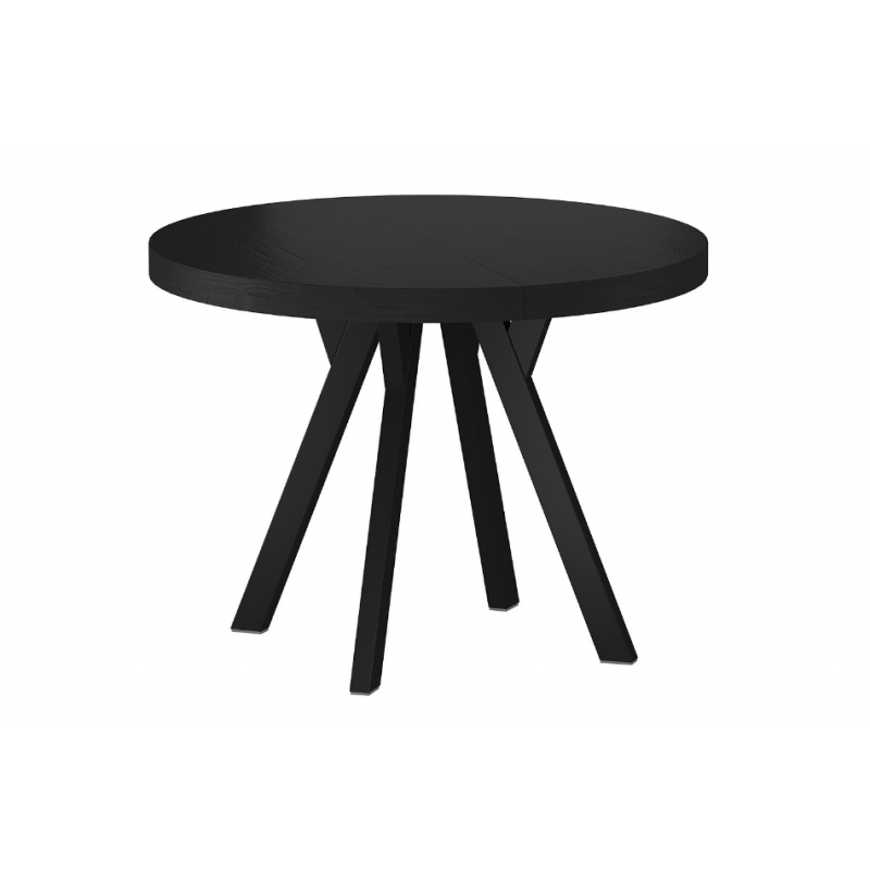 Rozkładany stół Domingo okleina naturalna czarny/czarny fi