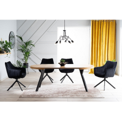 Rozkładany stół Domingo okleina naturalna czarny/czarny fi