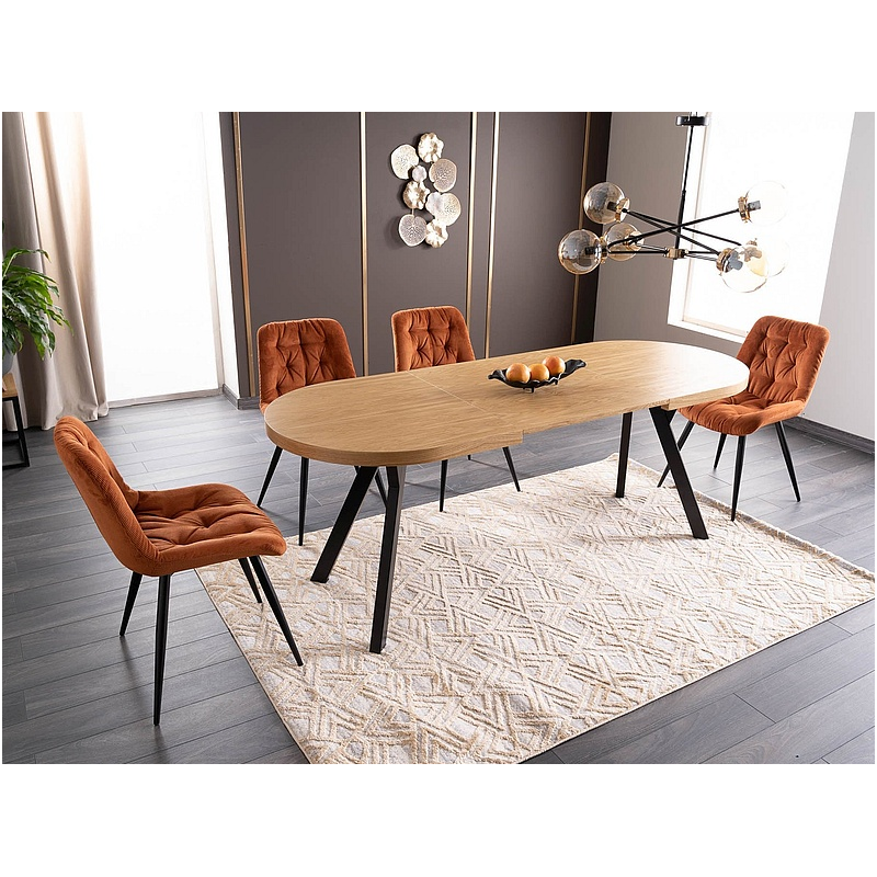 Rozkładany stół Domingo II okleina naturalna dąb/czarny