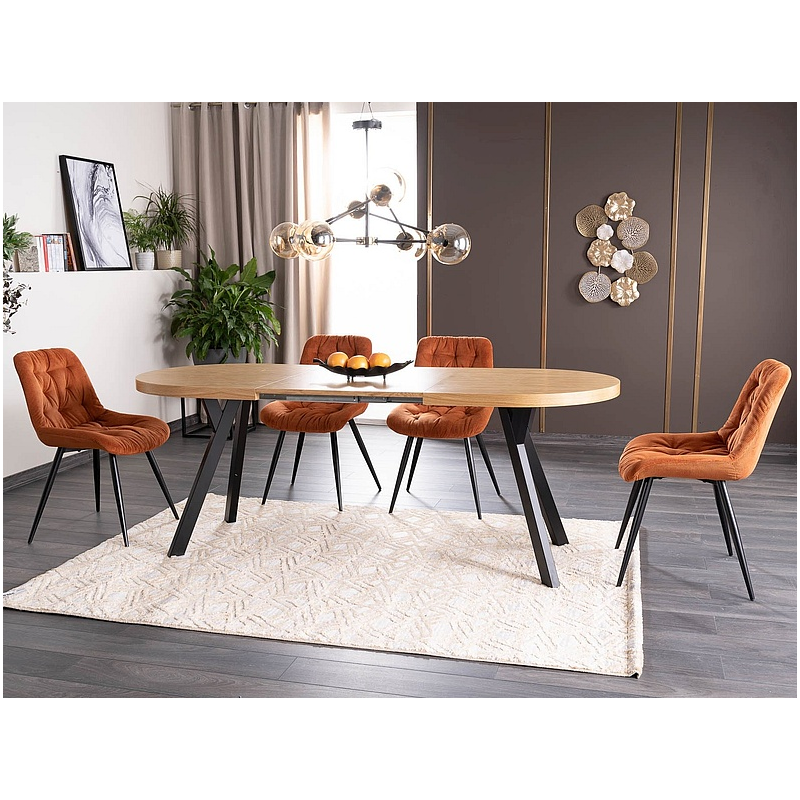 Rozkładany stół Domingo II okleina naturalna dąb/czarny