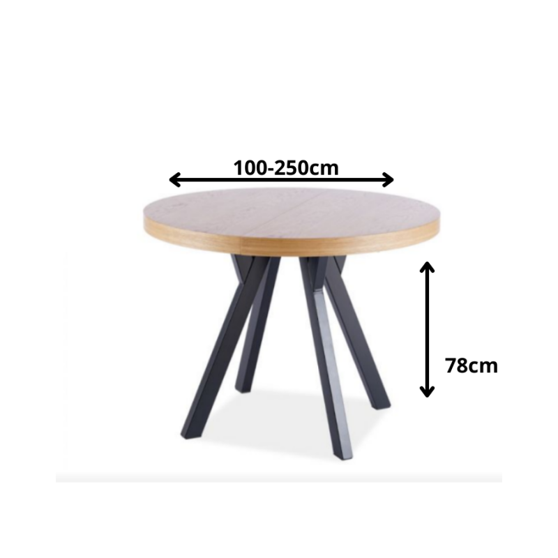 Rozkładany stół Domingo okleina naturalna dąb/czarny fi