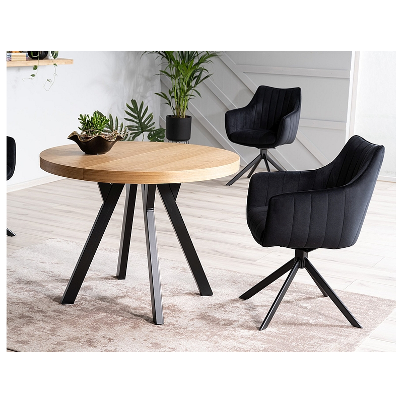 Rozkładany stół Domingo okleina naturalna dąb/czarny fi