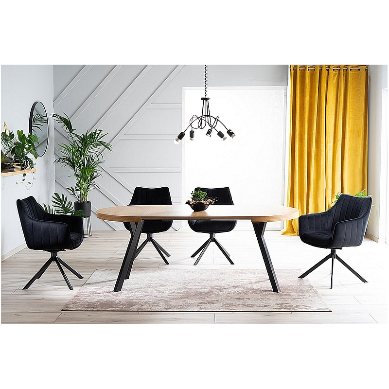 Rozkładany stół Domingo okleina naturalna dąb/czarny fi