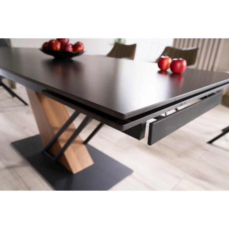 Nowoczesny stół Genesis czarny/czarny/jesion 180(240)x90