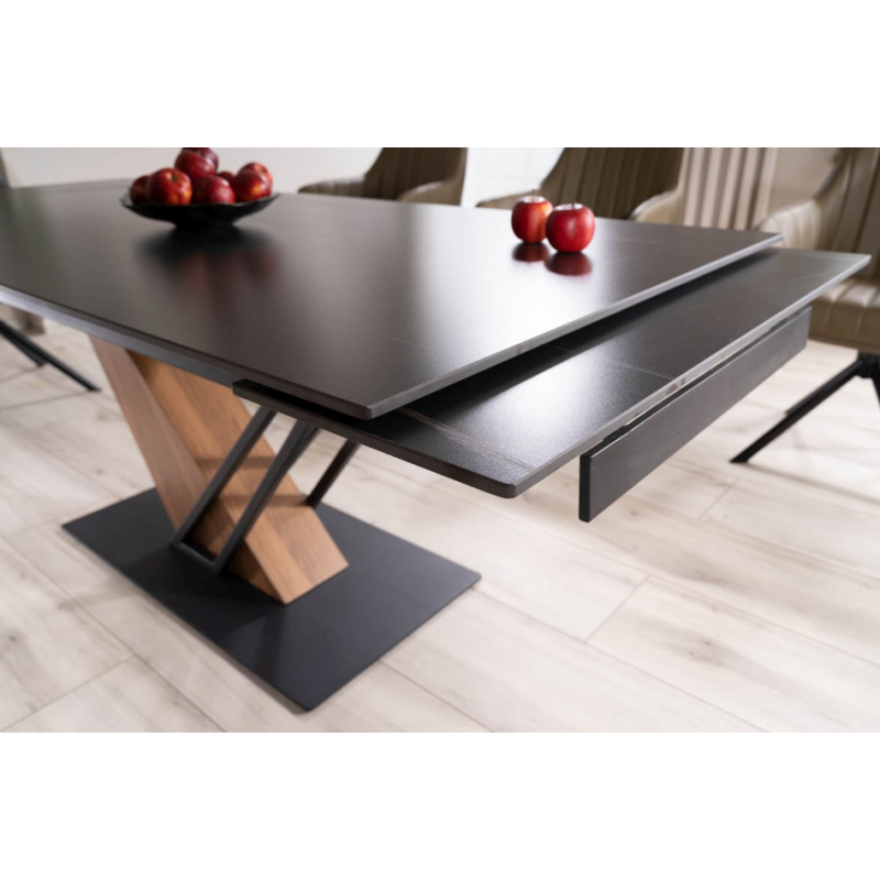 Nowoczesny stół Genesis czarny/czarny/jesion 180(240)x90