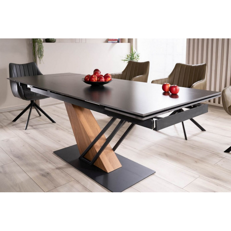 Nowoczesny stół Genesis czarny/czarny/jesion 180(240)x90