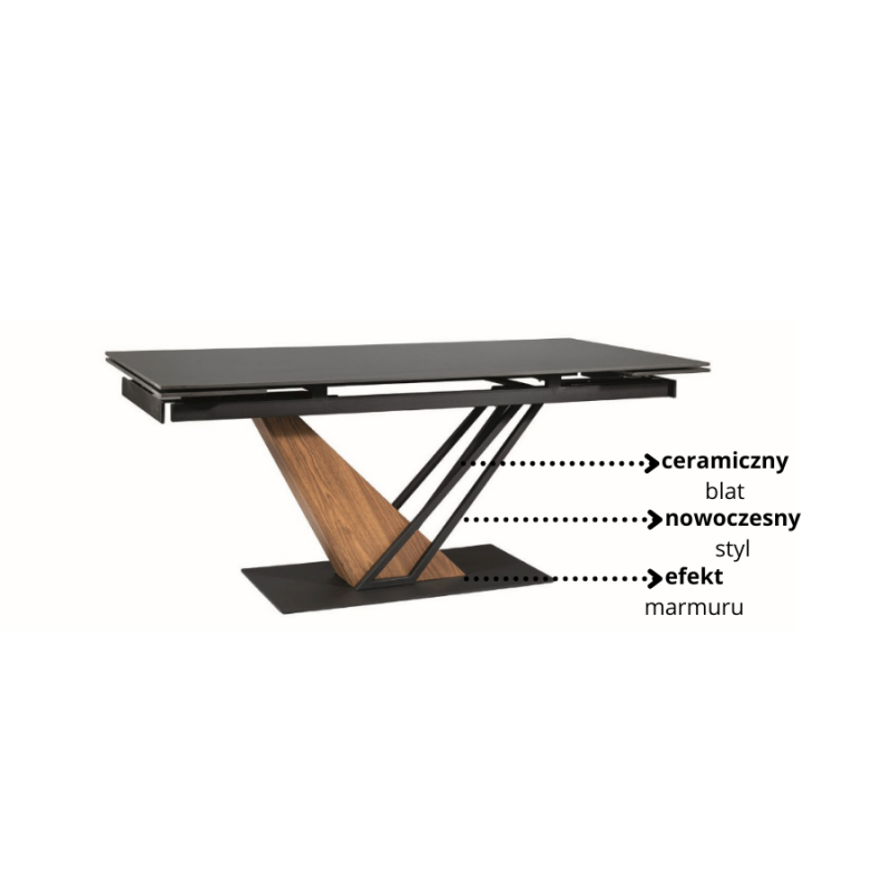 Nowoczesny stół Genesis czarny/czarny/jesion 180(240)x90