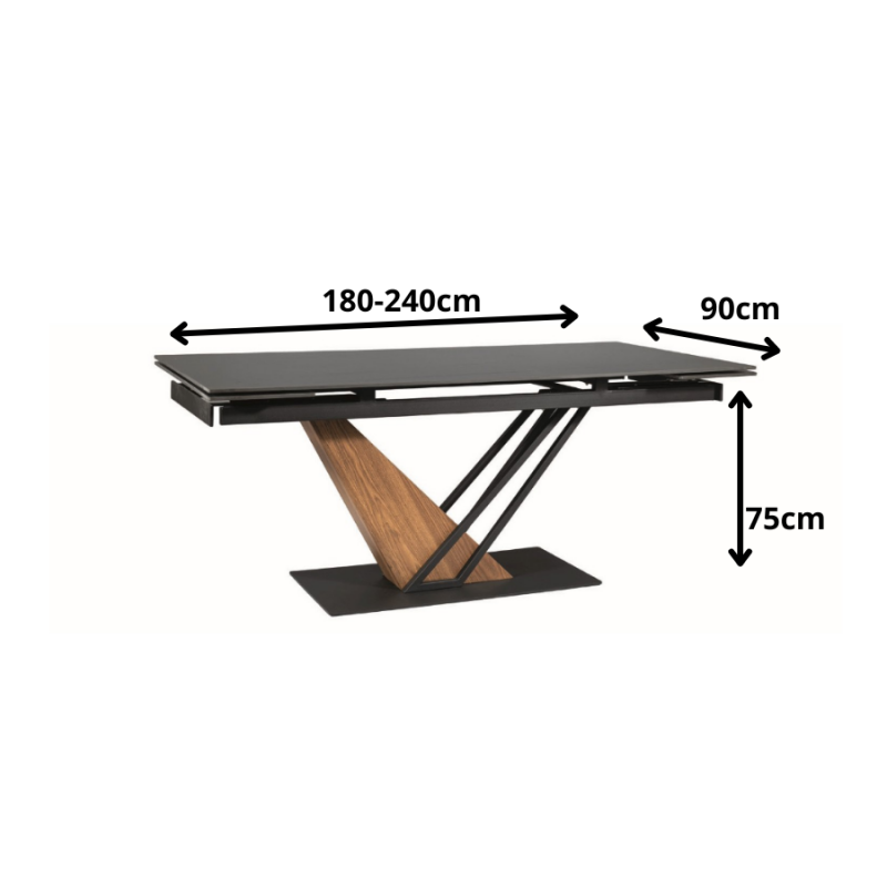 Nowoczesny stół Genesis czarny/czarny/jesion 180(240)x90