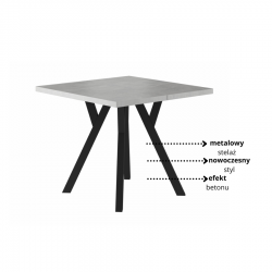 Rozkładany stół Merlin efekt betonu/czarny 90(240)x90