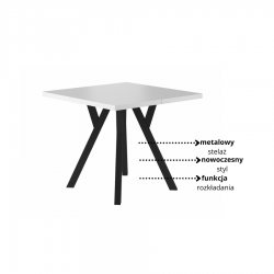 Rozkładany stół Merlin biały mat/czarny 90(240)x90