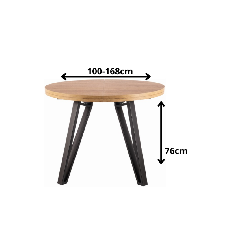 Okrągły rozkładany stół Galaxy dąb artisan/czarny fi