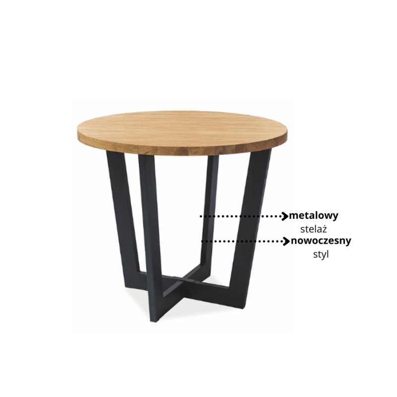 Kompaktowy stół Cono laminat dąb/czarny fi 90