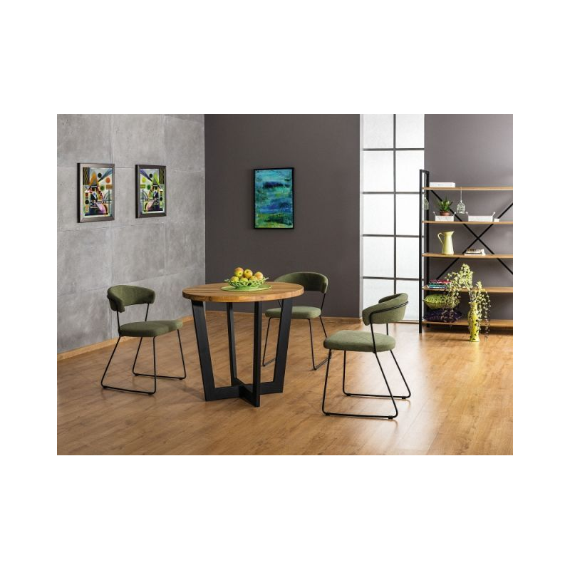 Kompaktowy stół Cono laminat dąb/czarny fi 90