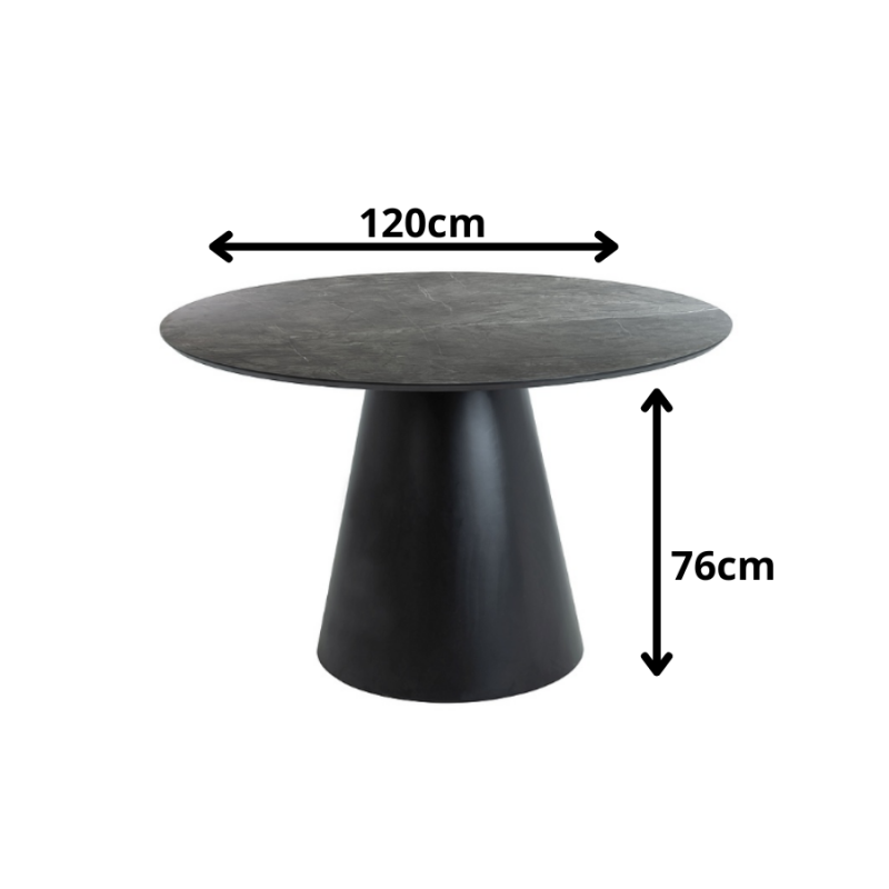 Okrągły stół Angel szary efekt marmuru/czarny mat fi 120